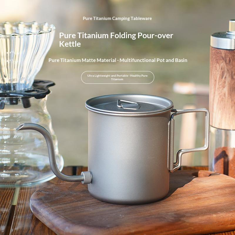 Outdoor Camping Kettle - Pure Titanium Gooseneck Pour Over Coffee