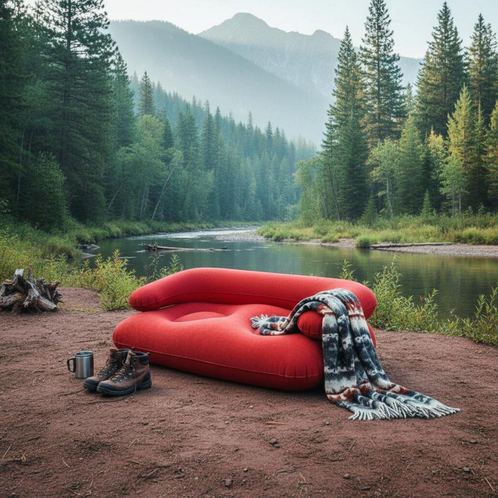 Flocked Inflatable Sofa PVC Fl - Outdoor Camping Couch recension och pris