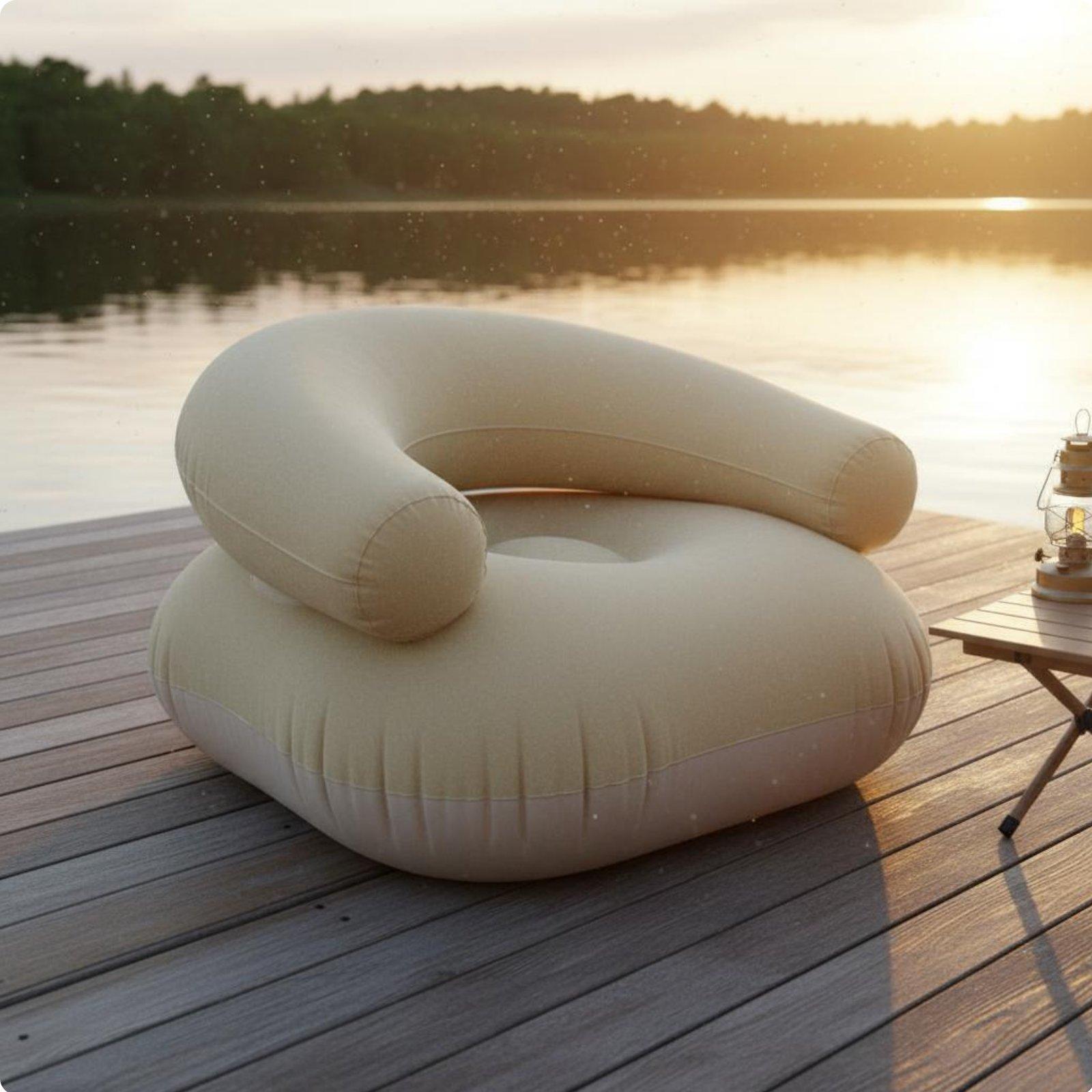 Flocked Inflatable Sofa PVC Fl - Outdoor Camping Couch recension och pris
