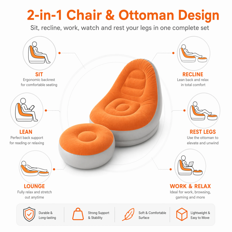Flocking Inflatable Lazy Sofa  - Outdoor Camping Couch recension och pris