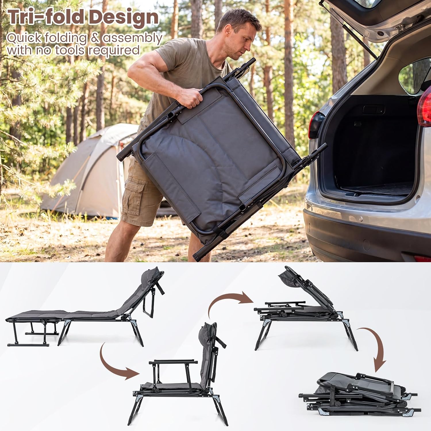 Folding Patio Lounge Chair Set - Outdoor Camping Cot recension och pris