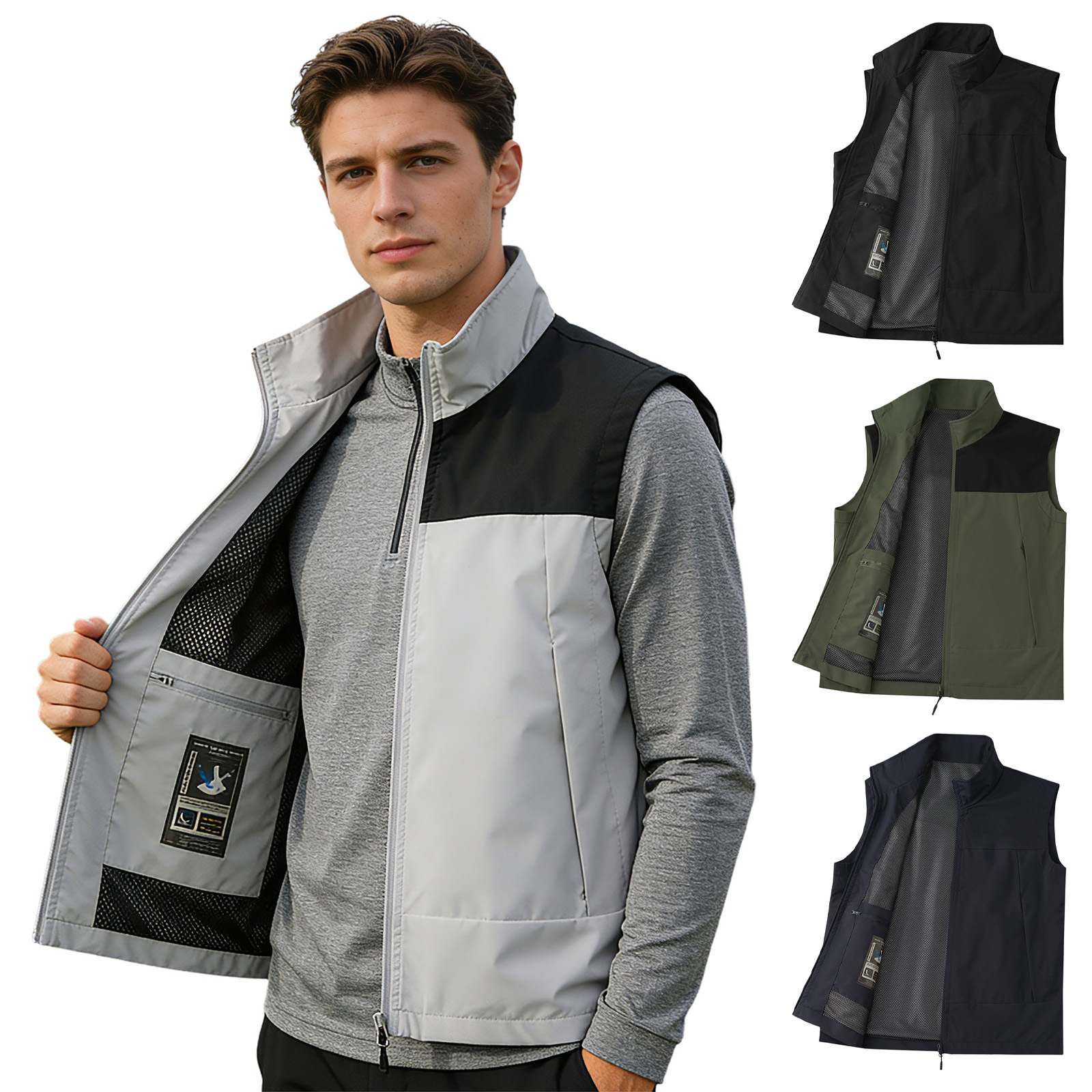 #M-5XL Men Golf Vest Stand Col - Outdoor Camping Winter recension och pris