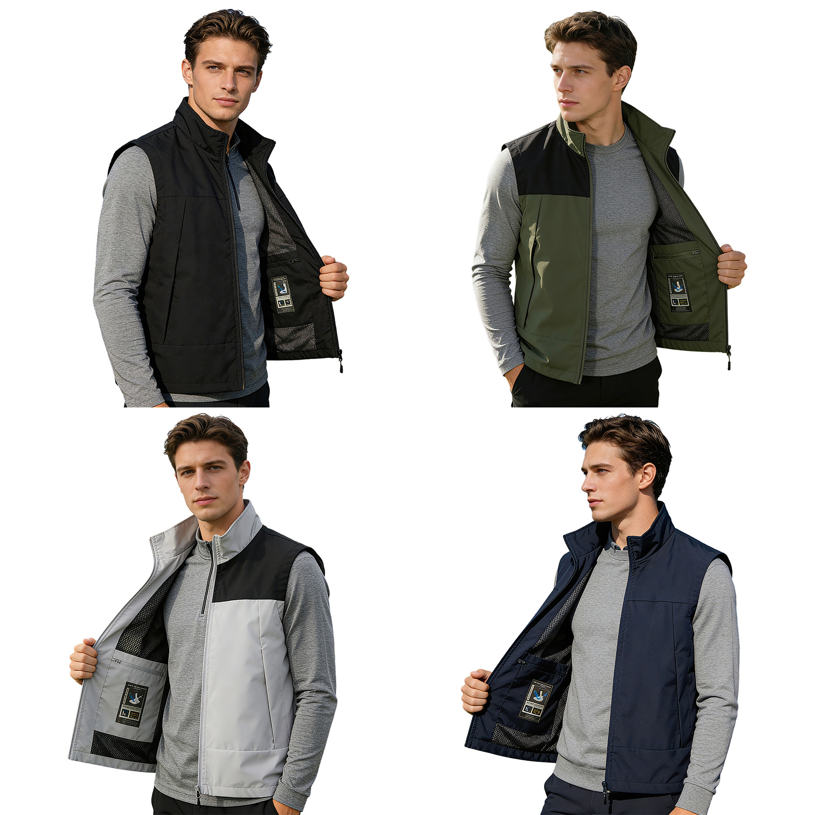#M-5XL Men Golf Vest Stand Col - Outdoor Camping Winter recension och pris
