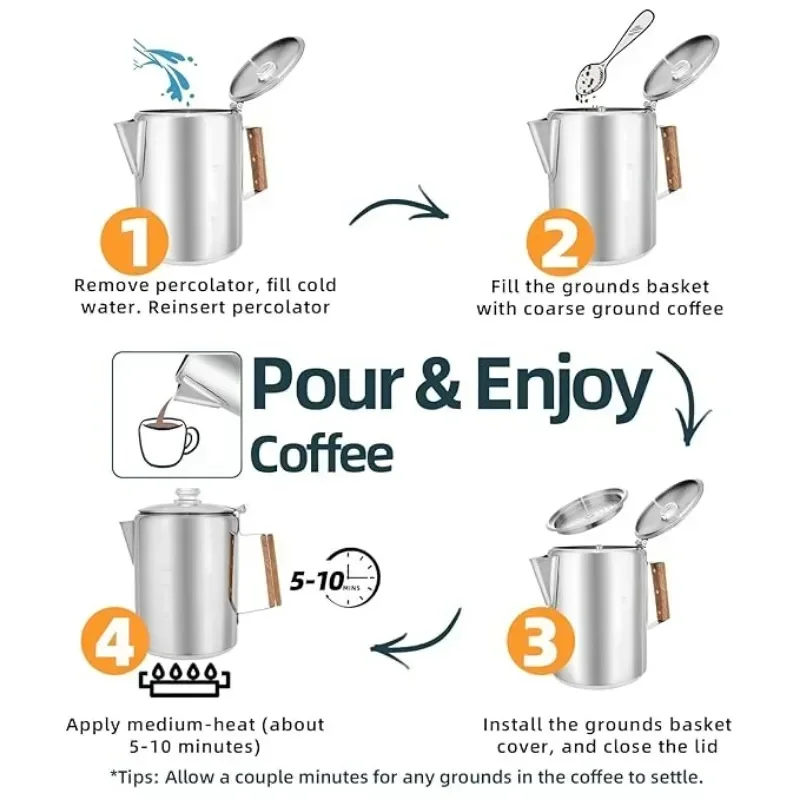 Stainless Steel Coffee Percola - Camp Percolator Coffee recension och pris