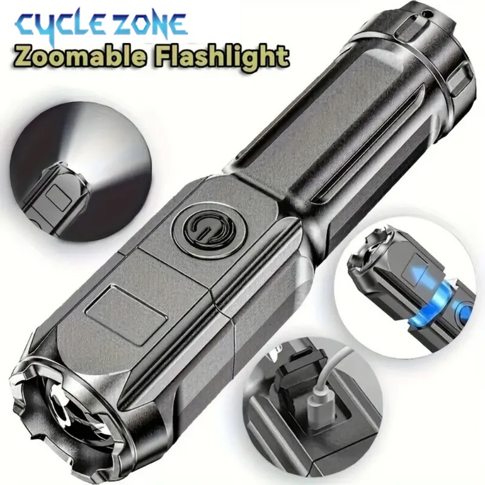 Portable LED Flashlight USB Re - Outdoor Camping Zone recension och pris