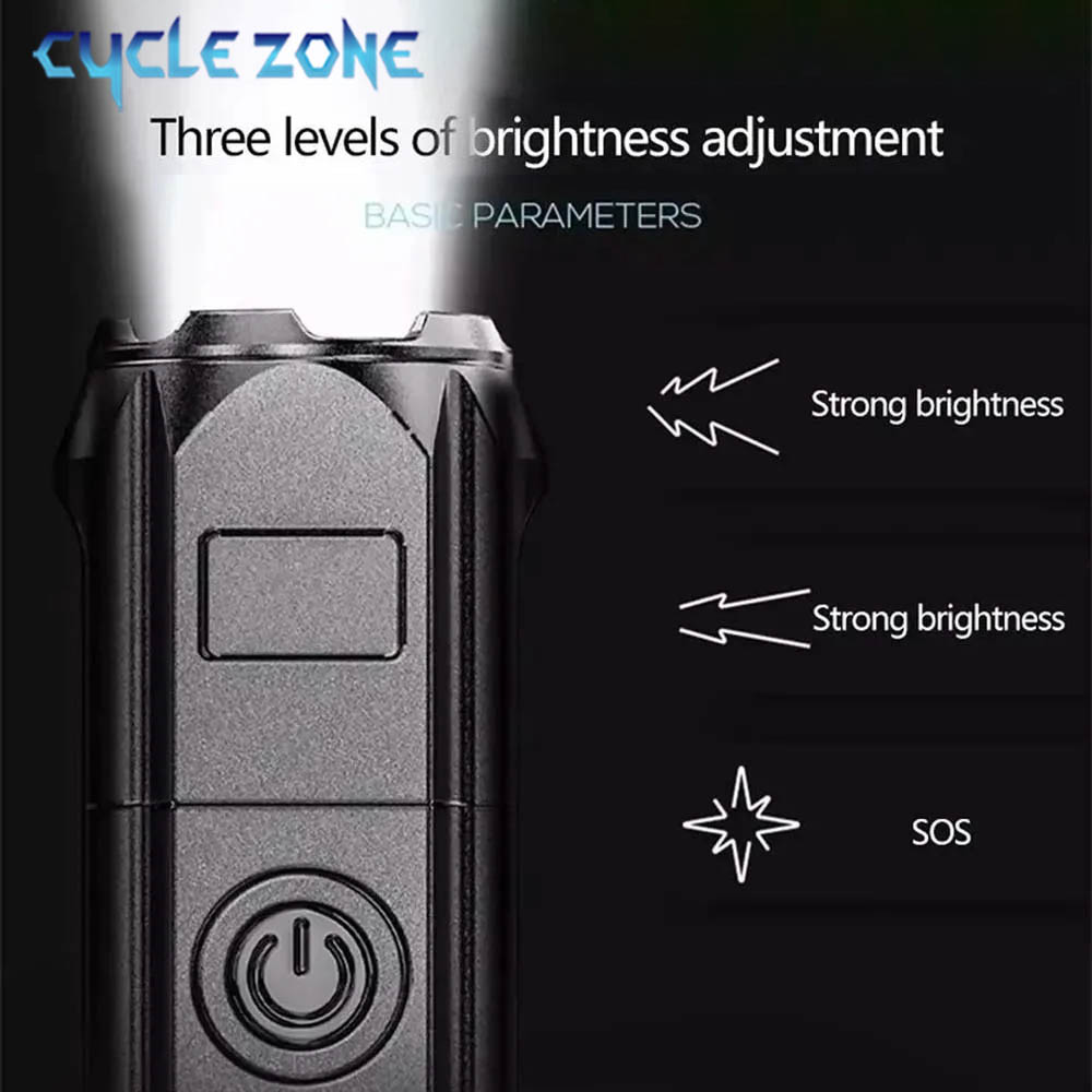 Portable LED Flashlight USB Re - Outdoor Camping Zone recension och pris